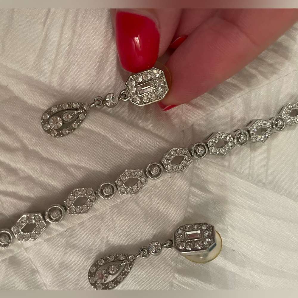 Custom Crystal Bridal Set- Earrings & Bracelet - Picture 2 of 4